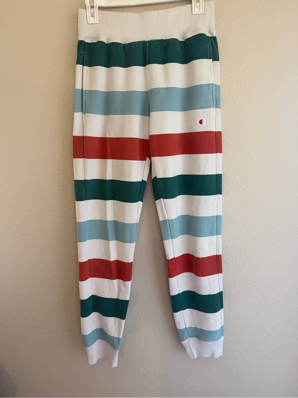 Champion Striped Joggers - Red, Green, Light Blue & White